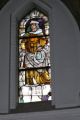 Boschweg kerk Onze Lieve Vrouw van de Heilige Rozenkrans, glas in lood raam (1951) van Luc van Hoek uit Goirle, voorstellende Abigael, zij stilde Davids toorn. Voor meer details klik hier.
