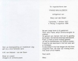 Frans van Alebeek (1927- 1999).
