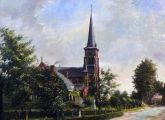 St Servatius kerk te Wijbosch. Een schilderij gemaakt door A. Wouters. Voor meer details klik [/ hier.]