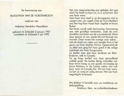 Allegonda van de Vorstenbosch (1901-1990).
