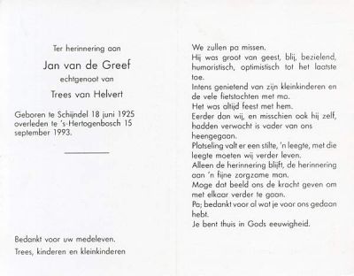 Johannes Henricus van de Greef (1925-1993).